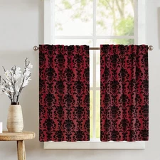 lovemyfabric Poplin Damask Print Café Tier Window Treatment Kitchen Home Décor