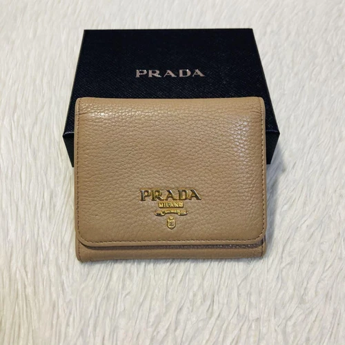 Portefeuille Prada Tri fold Gold Hardware authentique