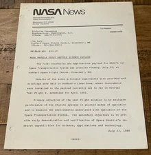 NASA News Release NASA Unveils First Shuttle Science Payload July 1980