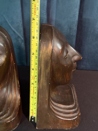 Art Deco Stylized Womans Face - Bronzed Chalkware - Incredible Profile Form 1963 - Picture 14 of 15