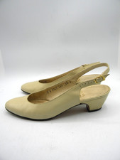 SALVATORE FERRAGAMO Vintage Beige Leather Low Heel Slingback Pumps Size 4.5 B