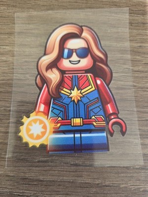 Lego Captain Marvel Figurine UVDTF Decal Made In USA Waterproof 