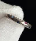 Vintage 925 Sterling Silver Multi Colored CZs Size 9 Ring Band 4mm wide Ladies