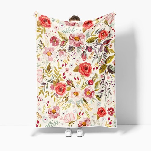 Floral Throw Blanket Vintage Floral Fleece Blanket | Soft, Flannel, Warm, Boh... - Picture 6 of 7