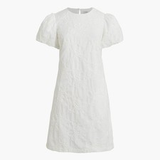 NWT J.Crew Size 2 Factory Embroidered Puff-sleeve Mini Dress White 100% Cotton