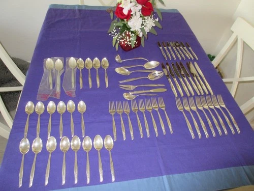 GORHAM Sea Rose STERLING SILVER Set For 7 plus serving pieces: 61 pc. set
