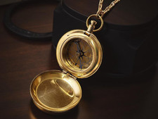 Steampunk Working Brass Compass Necklace Pocket Pendant Vintage Antique Style