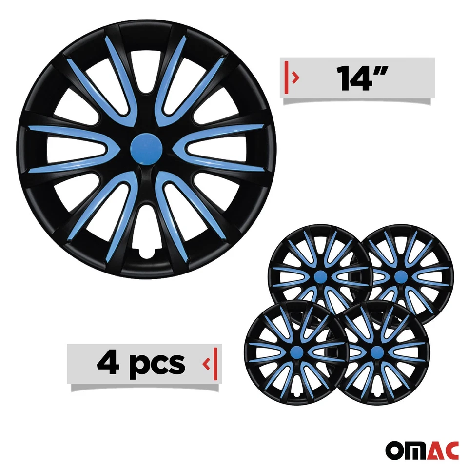 14" Wheel Covers Hubcaps for Honda Black Matt Blue Matte - Image 3 of 4