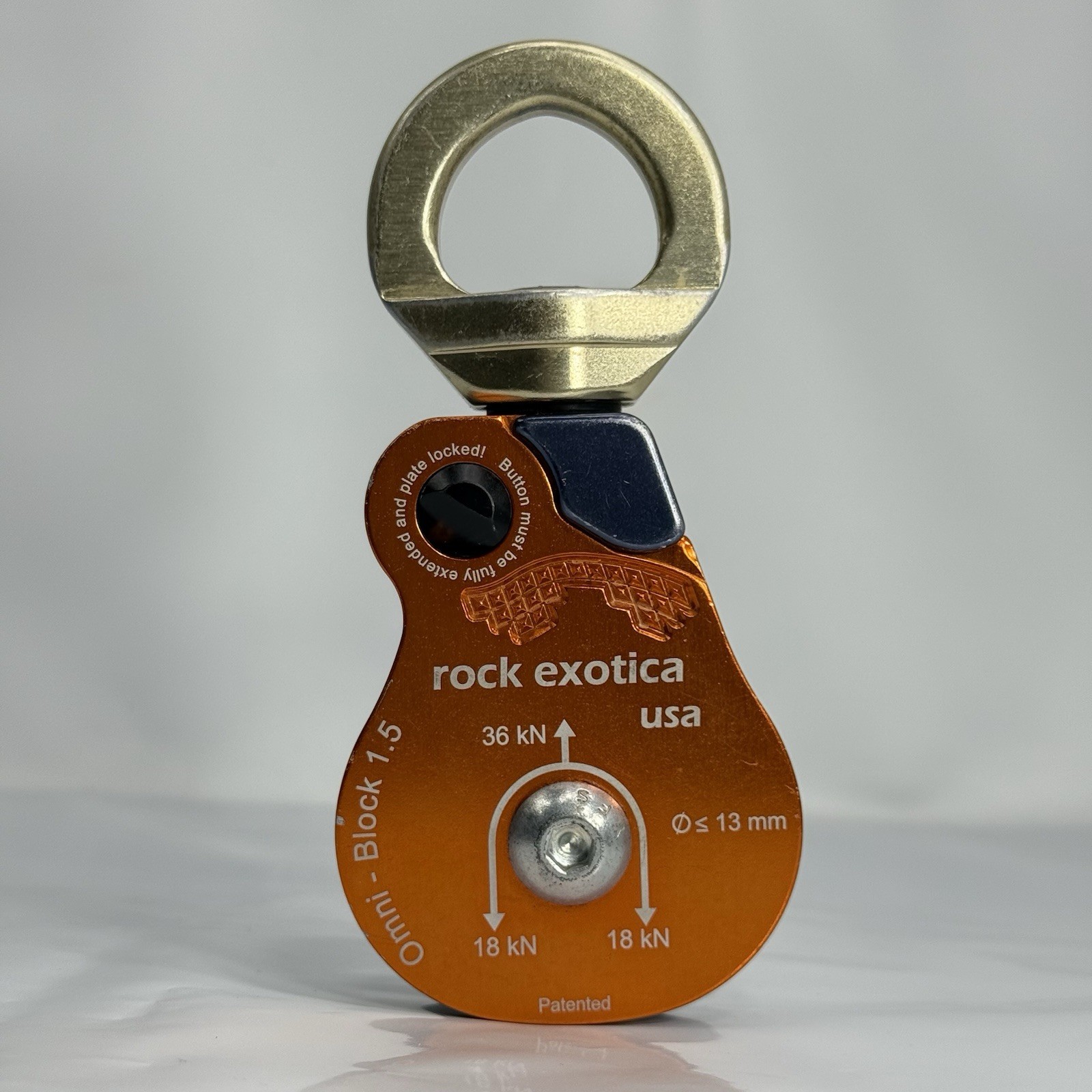 Rock Exotica Omni Block 1.5" Polea Única Giratoria Naranja Escalada Liniero