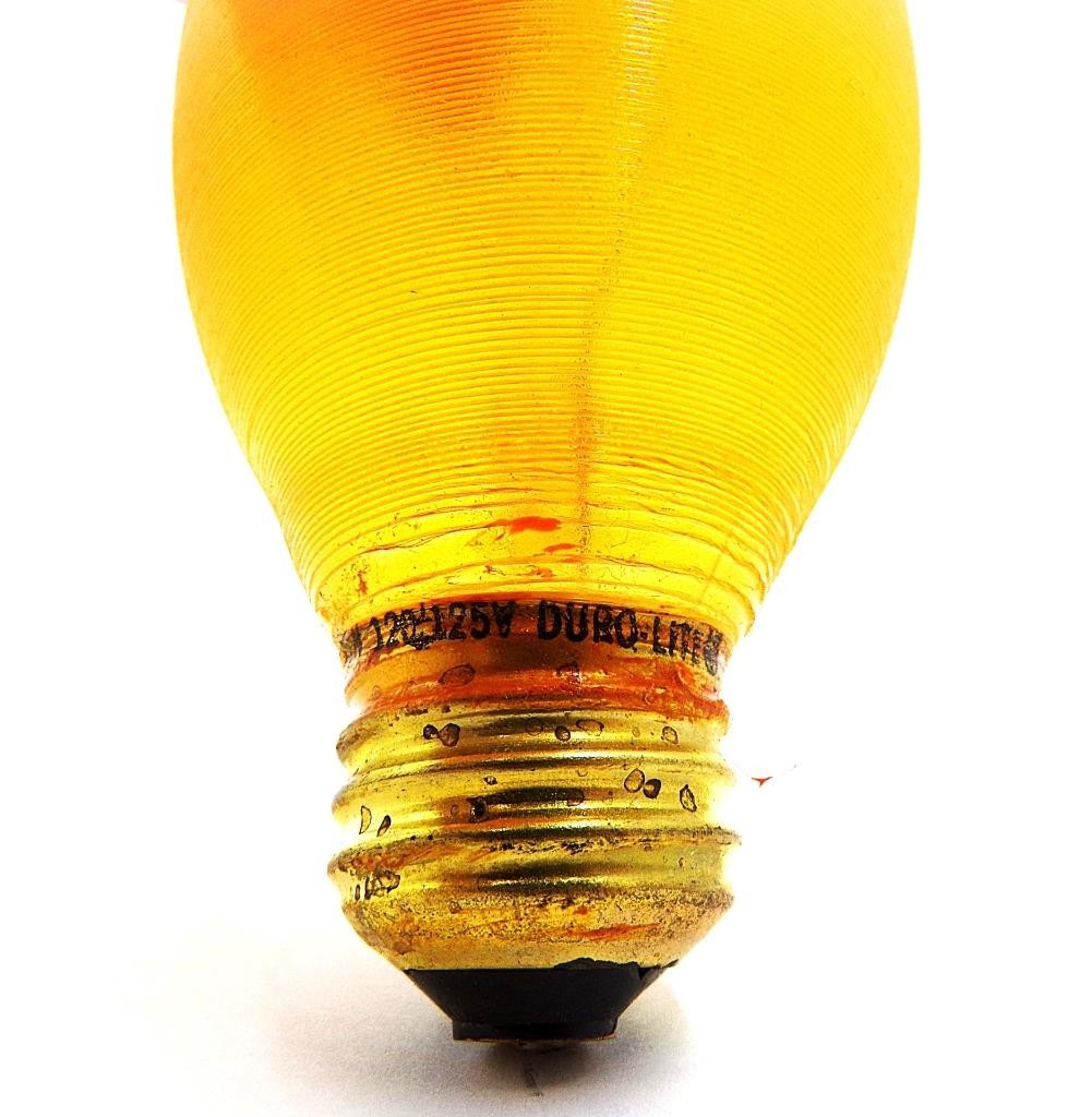 Vintage Unused Amber Duro-Lite 75W LIGHT BULB Flamescent Chimney-Lite Boxed 4153