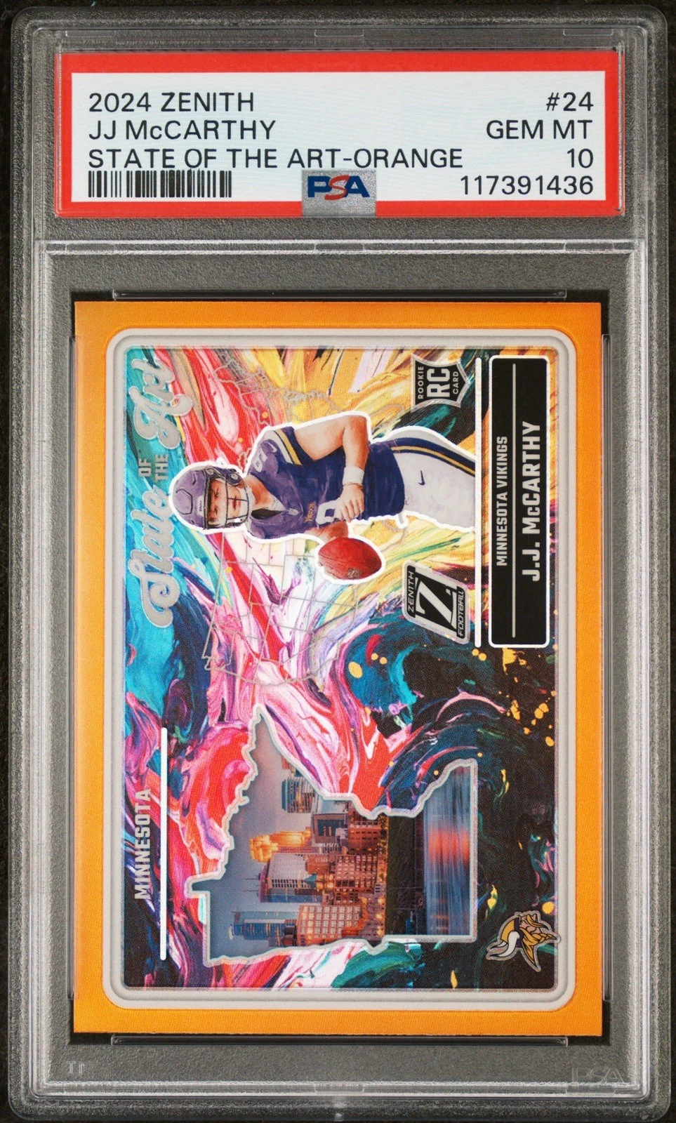 JJ McCarthy Panini Zenith State of the Art #24 Orange