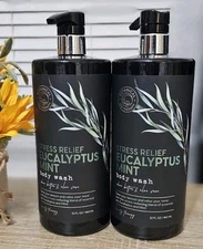 BOTANICAL SPA THERAPY ~ STRESS RELIEF EUCALYPTUS MINT BODY WASH Shea Aloe 2pk