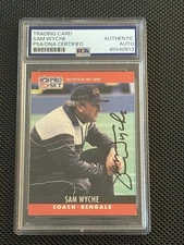 Sam Wyche signed autograph 1990 Pro Set football card PSA SLAB Bengals!