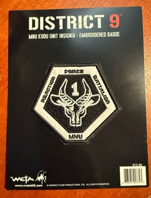 Weta DISTRICT 9 New Authentic Embroidered Badges MNU KUDU Unit Insignia Lot of 2