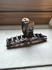 France Luxe Large Hair Jaw Claw Slim Clip Brown Black Onyx Acetate Square Teeth