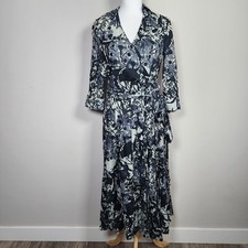 Zara Floral 50s Style Tea Dress Womens Medium Circle Skirt Cotton Dark Academia