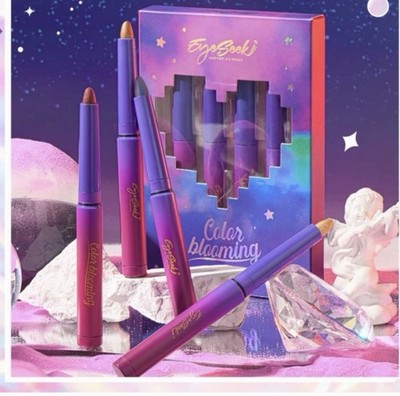 EyeSeeki Color Blooming Cream Shimmer Eyeshadow Stick Set 4 Shades Waterproof
