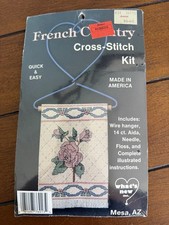 Vintage French Country Heart Hanger Rose Cross Stitch Kit Made In America