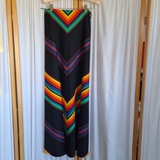 Vtg Sz 10 60s 70s Maxi Skirt Hippie Boho Long Rainbow Chevron Knit