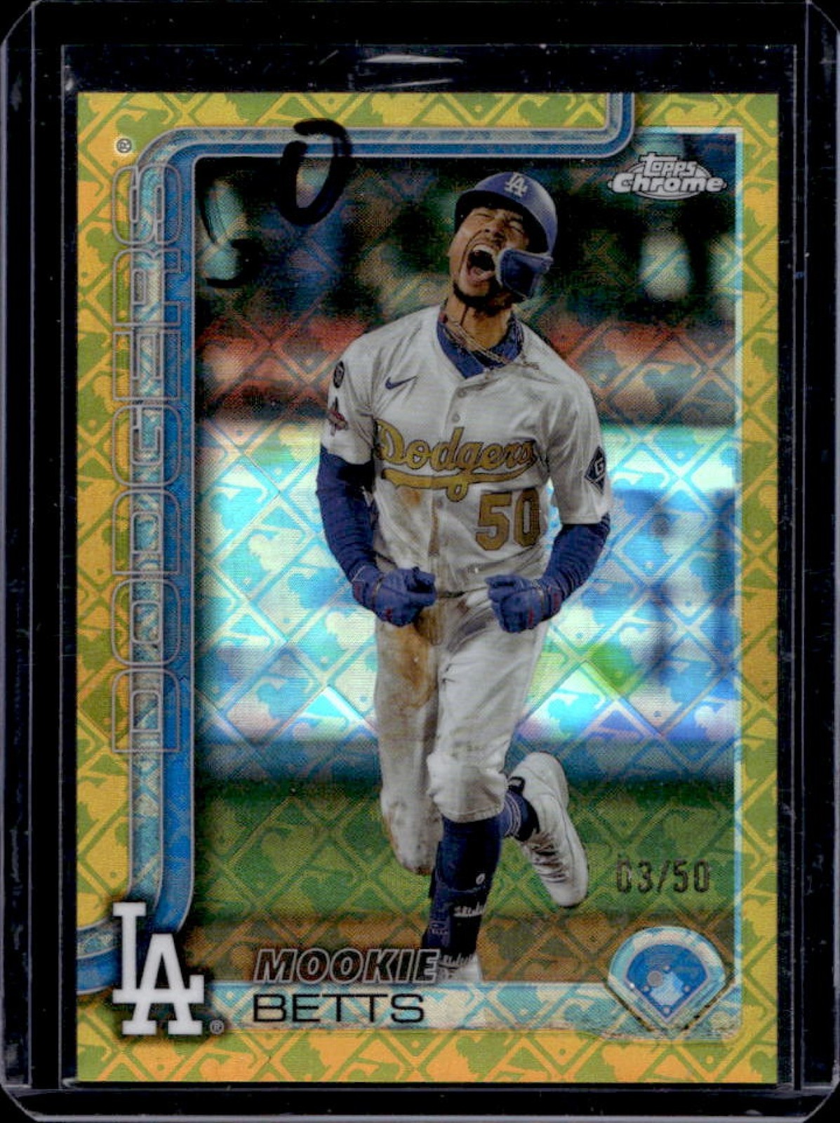 2025 Topps Chrome LogoFractor Mookie Betts Image Variation Gold Refractor #3/50