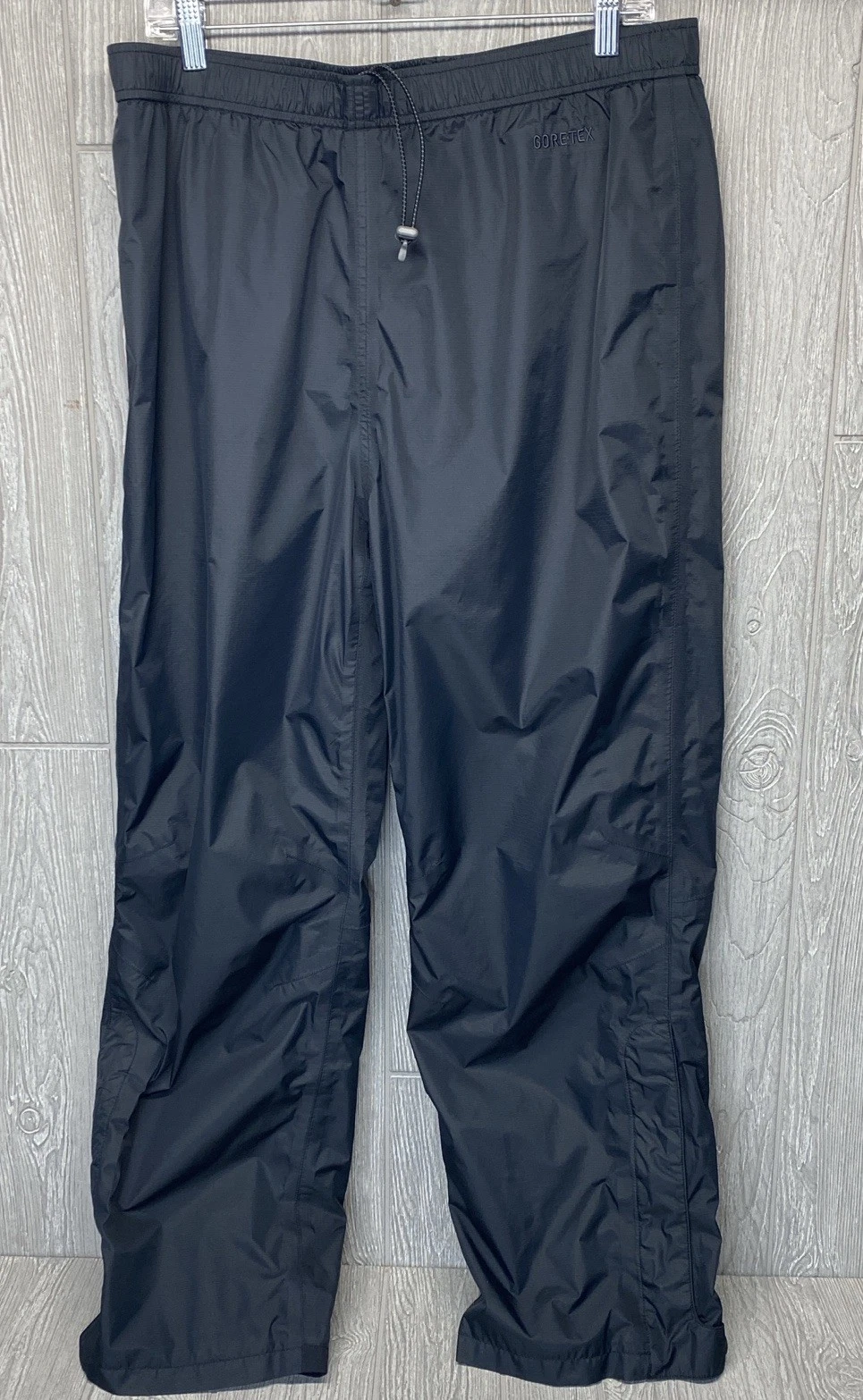 LL Bean GoreTex Black Mesh Lined Windproof Waterproof Nylon Rain Pants Mens XL