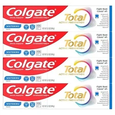 Colgate Total Anticavity Toothpaste Gel, Whitening, Mint, 5.1oz (pack of 4)