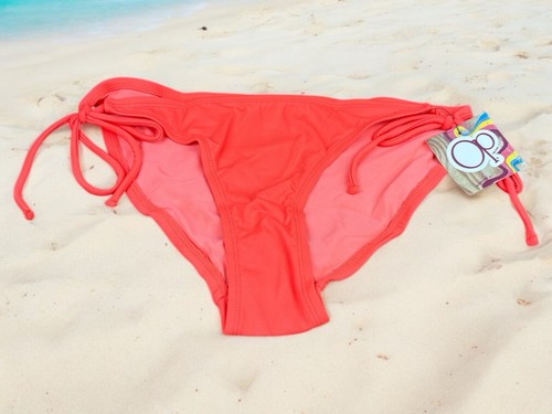 VTG OP Ocean Pacific Ember Orange Solid Side Tie Bikini Bottom Size M (7-9) NWT