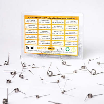 #ad 80PCS Torsion Spring Assortment Kit 20 Sizes 60 90 120 180 Degree Small $11.59