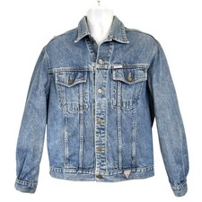 Vintage 90s Guess Georges Marciano Denim Trucker Jacket Mens L Blue Jean Coat