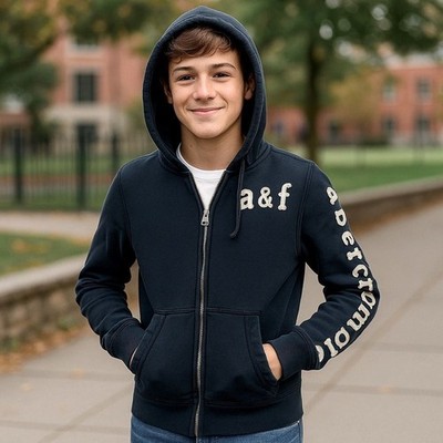 Abercrombie & Fitch Kids Dark Blue Zip-Up Hoodie Size Large (EUC