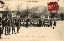 MILITARIA POSTCARD departure from the 156th RI in maneuver