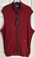 NWT Daniel Cremieux Mens Large Reversible Sweater Vest Cherry Red Navy Full Zip