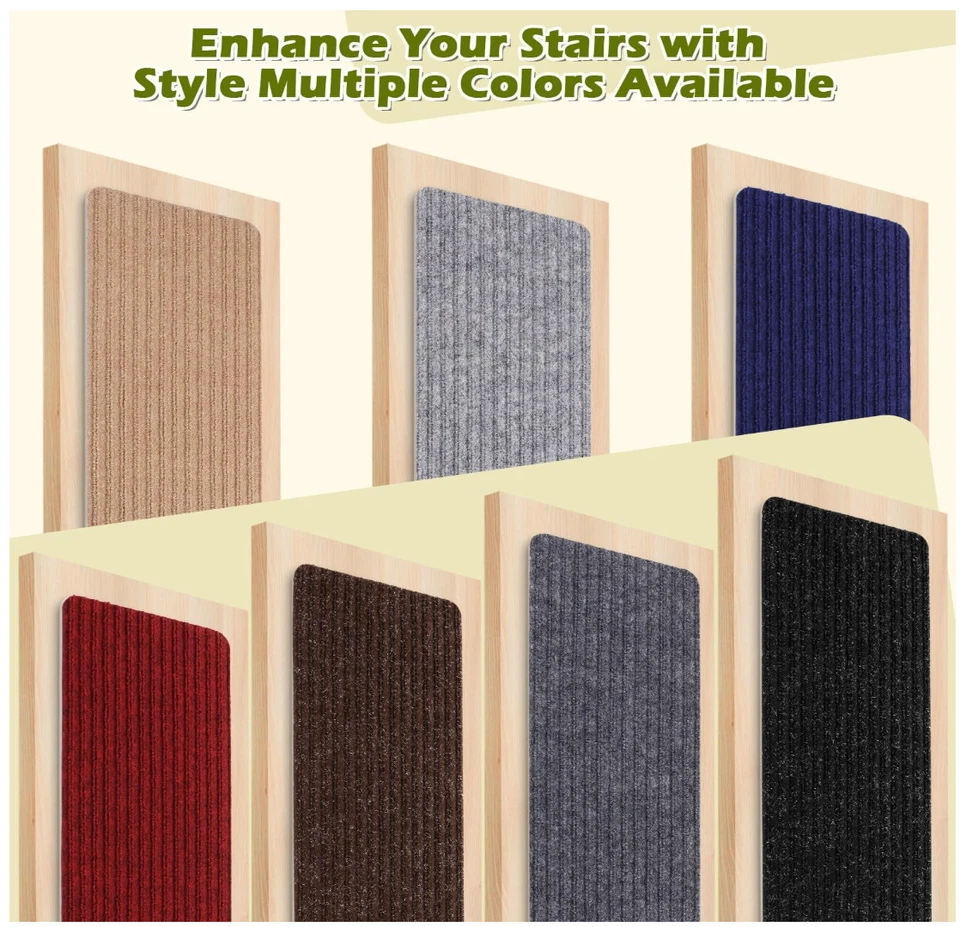 Peldaños de escalera rojos antideslizantes, corredor de alfombras, peldaños de madera interiores, con respaldo de TPE Foto 2 de 4