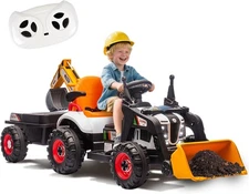 24V Kids Ride on Tractor 4-in-1 Excavator Dump Truck W/Remote 3-Speed Adjustable