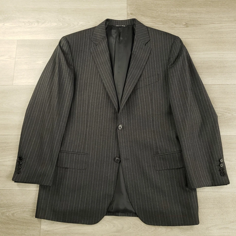 Canali Suit Jacket Mens Size 39S* Wool Gray Striped Two Button Ventless Vintage - Image 2 of 4