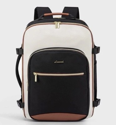 LoveVook Travel Backpack, 4Pcs, Black/Beige/Brown, Large Capacity 18.5  NEW