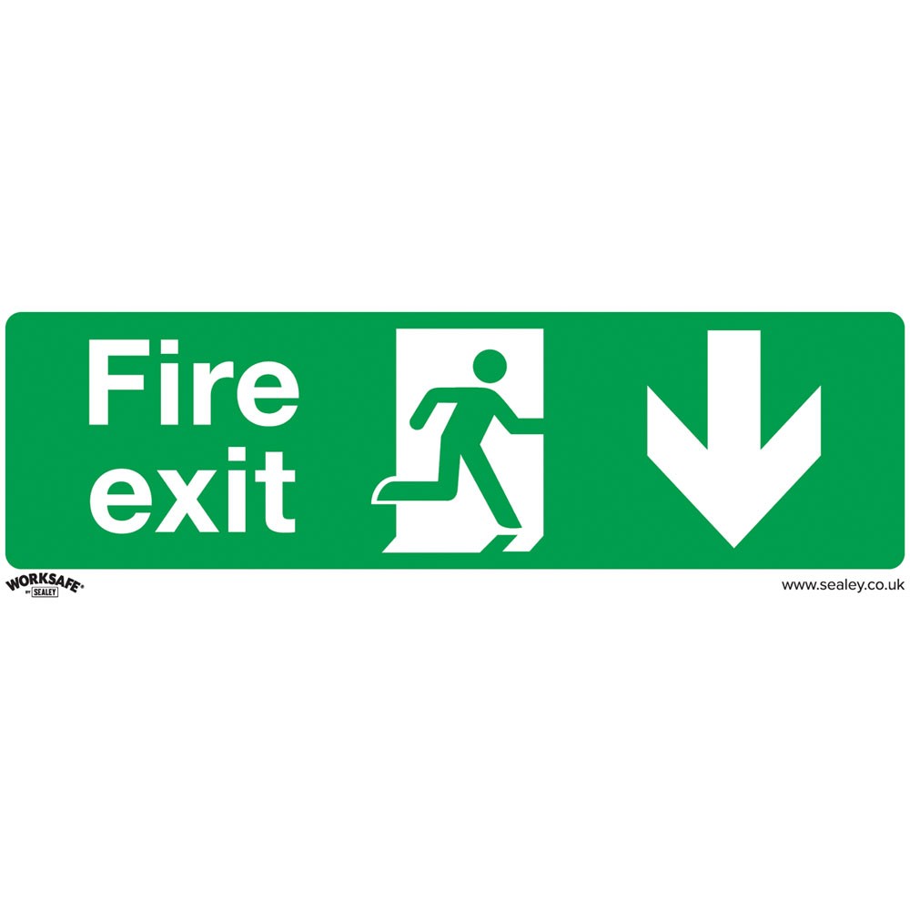 Worksafe Safety Sign Fire Exit (Down) - Rigid Plastic - PK10