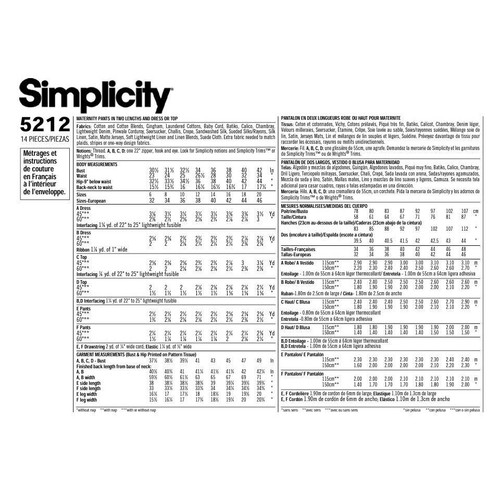 Simplicity Sewing Pattern 5212 MATERNITY Pants Dress Top Misses Size 6-12 - Picture 2 of 3