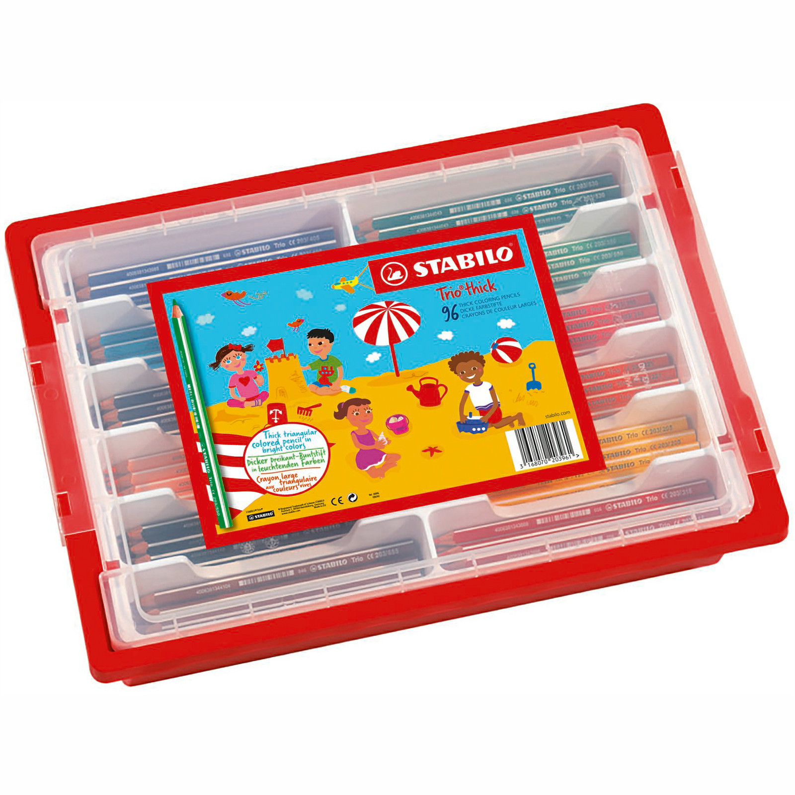 Triangular Colouring Pencil - STABILO Trio thick - Classpack of 96 Assorted