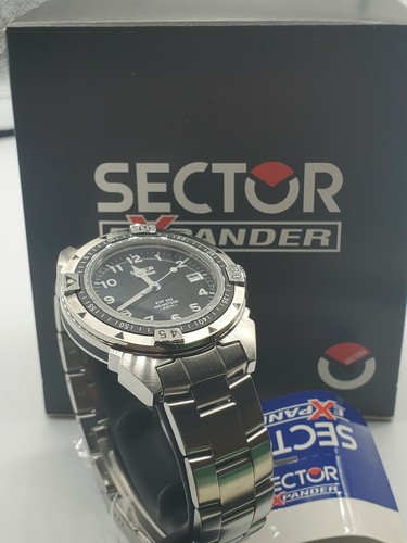 Reloj Expansor Sector 202 Fecha Esfera Negra Ss Pulsera Nuevo con Caja - Imagen 8 de 11