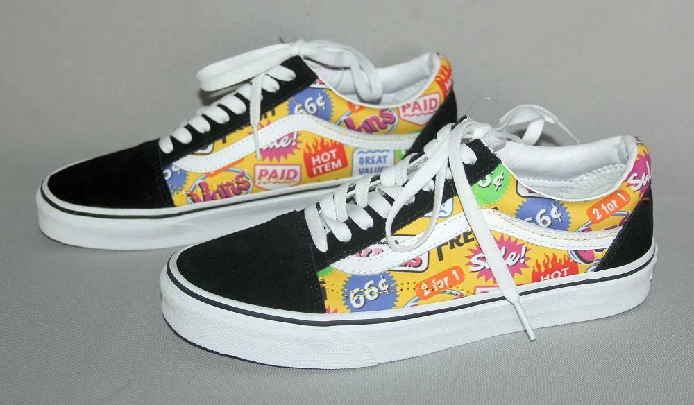 VANS Old Skool Colorful Store Advertising Black Suede Shoes Wm&#039;s 8 | eBay