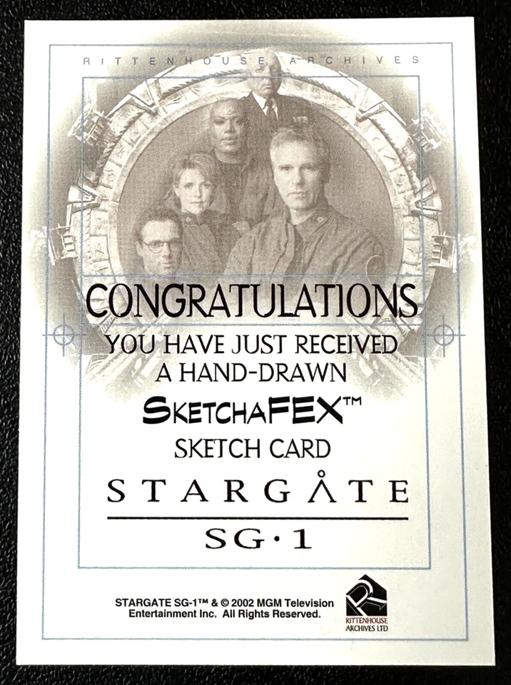 2001 Stargate SG 1 Sketch Card of Jack O'Neill by Pablo Raimondi - Image 2 of 2