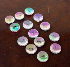 Lot de 14 Boutons anciens en verre opalescent - Mercerie vintage