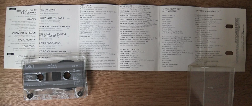 SANTANA - MILAGRO (POLYDOR 5131974) 1992 EUROPE CASSETTE TAPE ROCK FUSION - Image 3 of 3