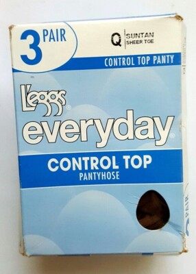 VINTAGE 1990'S L'EGGS REGULAR WOMEN'S SHEER TOE SUNTAN PANTYHOSES Made In USA