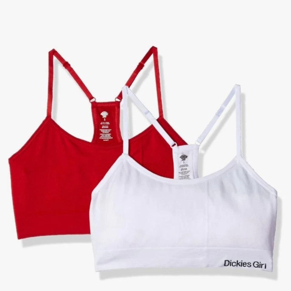 Paquete de 2 sujetadores Dickies Girl XL juniors bralette sin costuras rojo y blanco NUEVO Foto 2 de 4
