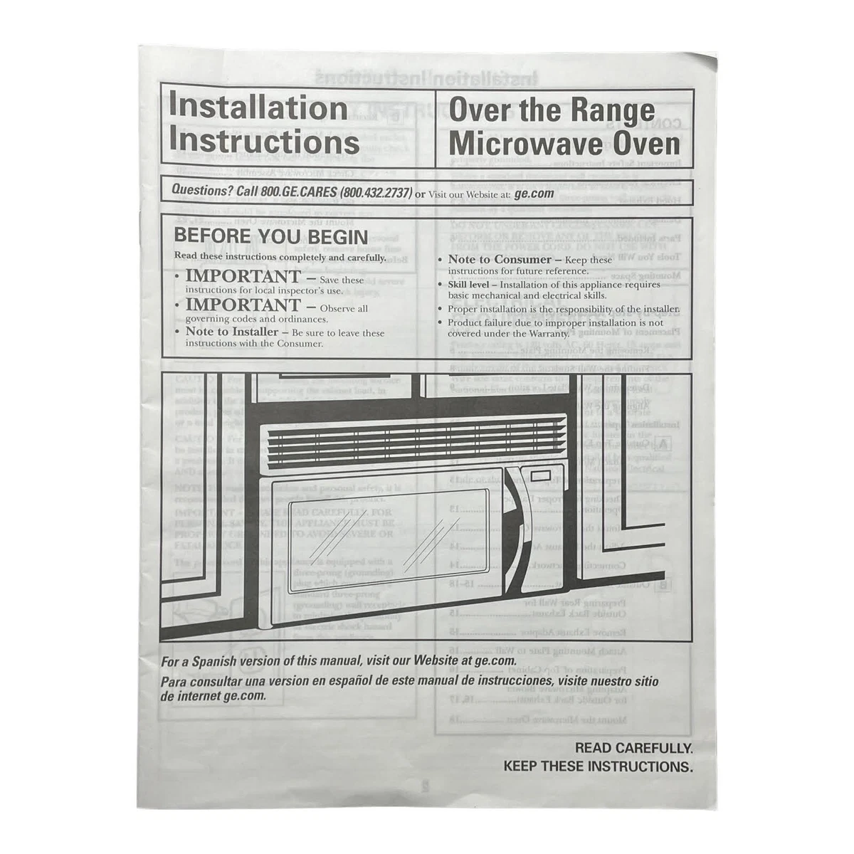 Installing a ge over the range microwave deals