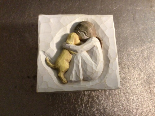 Willow Tree True Sculpted Keepsake Box Girl Dog Puppy 2003 Susan Lordi