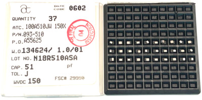 (30 PIECE LOT) 100A510JW150X ATC100A510JW150X Cap Cer 51pF 150V +90±20ppm/C 5%
