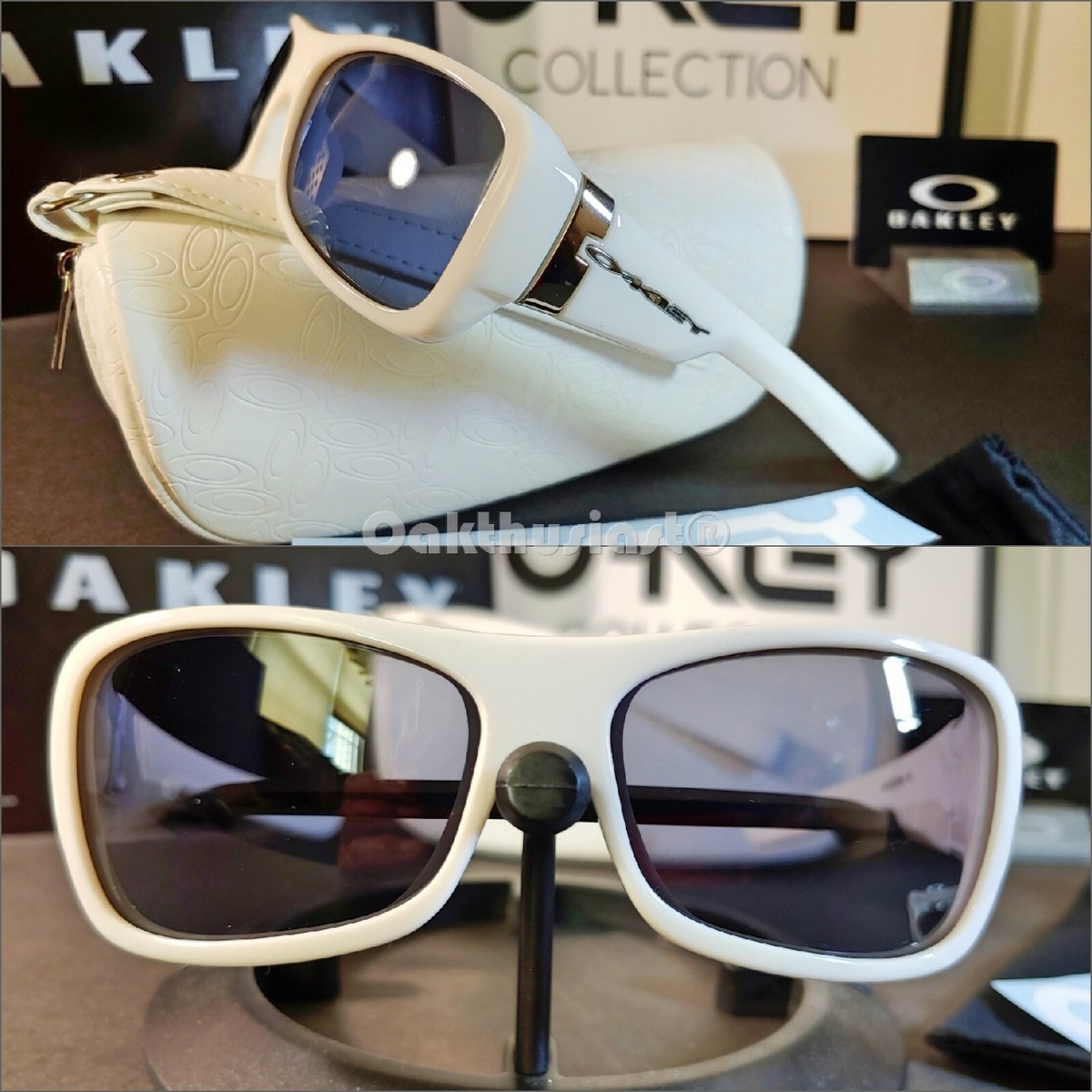 Rare Oakley Stretchline Montefrio ~ Polished White w/ Black Lenses